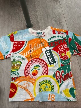 Kenzo Kids Short Sleeve Tee  & shorts w/ hat - Multicolor Fruit Graphic